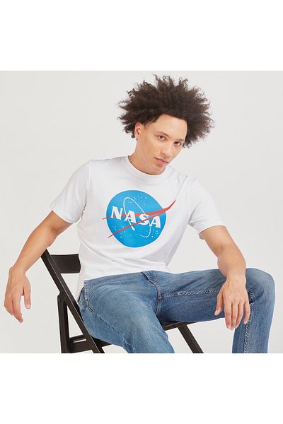 SP Characters NASA Print Crew Neck Slim Fit T-shirt with Short Sleeves