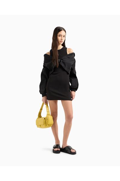 Armani Exchange Women's Round Neck Cotton Sleeveless Mini Black Dress Xw 000367   Af12826-Uc001