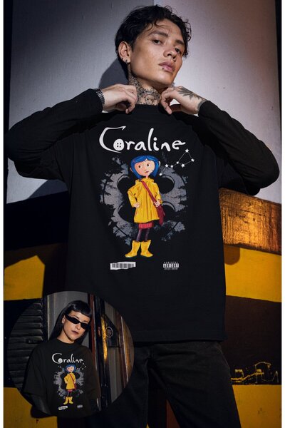 Fuddy Moda Oversize kroj Coraline Sa printom karaktera T-shirt , unisex majic...