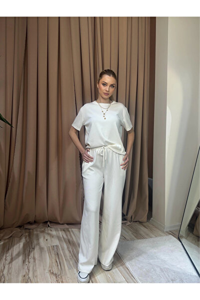 İntive Lingerie Modal Regular Relaxed Cut Ecru Plain Pattern Trend Basic T-Sh...