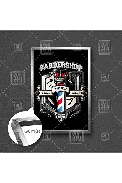 SML TABLO Erkek Berberi Barbershop Berber Dekor Erkek Kuaförü Çerçeveli Dikey...