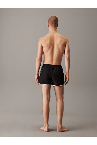 Calvin Klein Erkek File Astarlı Elastik Bel Bantlı Yan Cepli Hızlı Kuruyan Siyah Mayo