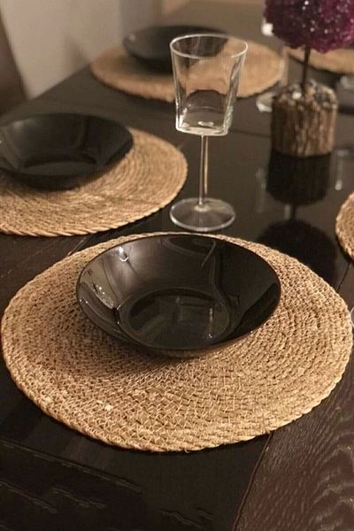 Tilbe Home 3 τεμαχίων Bamboo Rattan Χειροποίητο American Service Ψάθινη πλάκα Τραπέζι Επιτραπέζια σκεύη Organizer Πιάτο Ματ