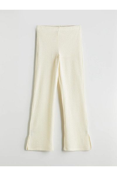LC Waikiki LCW Vision Ecru Women's Self-Patterned Trousers with Elastic Waistband