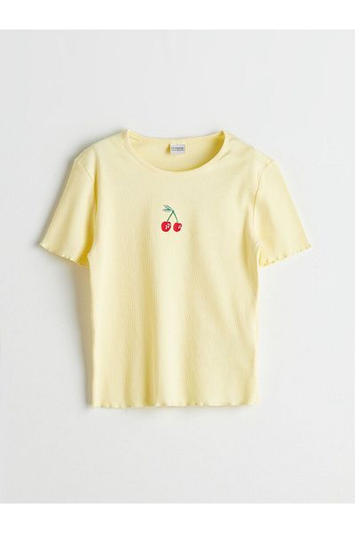 LC Waikiki Crew Neck Embroidered Short Sleeve Girl's T-Shirt
