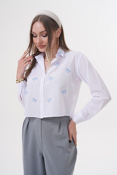 Laressi Cămașă crop simplă brodata cu fundă