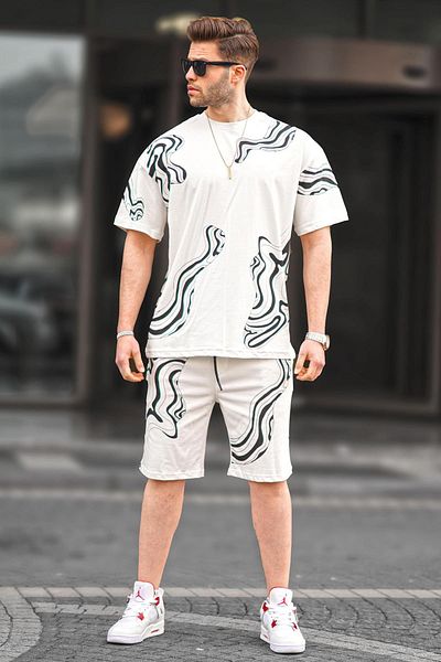 Madmext Set pantaloni scurți pentru bărbați cu model ecru 5948