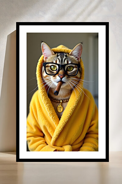 Tasarım Depom Kedi Temalı Çerçeve Görünümlü Mdf Tablo