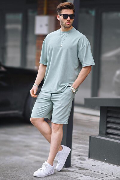 Madmext Mint Green Crew Neck Pánské šortky Set 5949