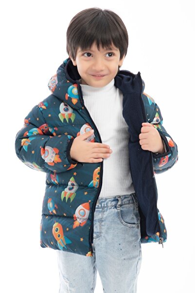 Royalside Спортивний зимовий куртка з капюшоном і капюшоном з підкладкою для хлопчиків з малюнком ракети