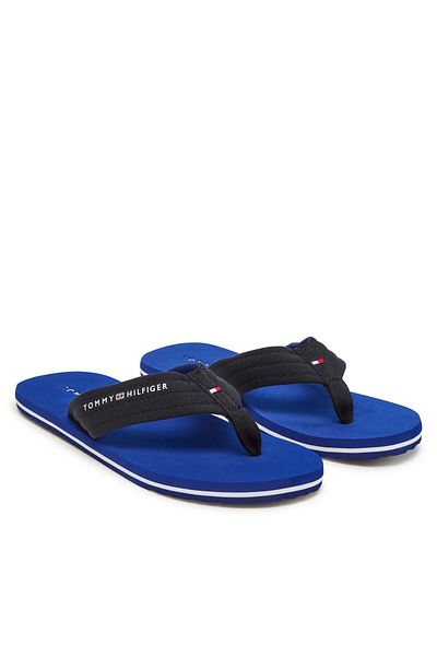 Tommy Hilfiger Men's Flat Thin Sole Flip Flops Leather Comfortable Navy Blue Slippers Fm0Fm05437-Dw5