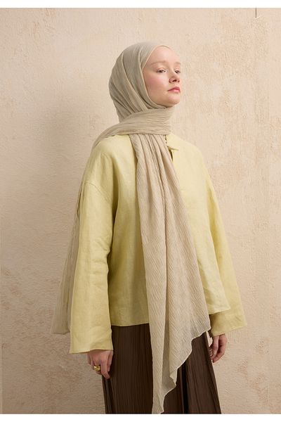 Fresh Modal Checkered Shawl Natural Beige