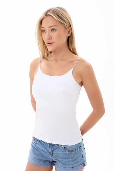 vesantia White Women's Viscose Double Layer Undershirt with No Show Rope Strap
