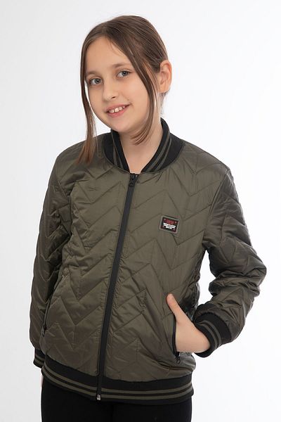 Royalside Sports Girl's Khaki College Collar Lined Water and Wind Proof Zipper Pocket Sports Coat