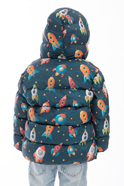 Royalside Спортивний зимовий куртка з капюшоном і капюшоном з підкладкою для хлопчиків з малюнком ракети