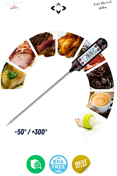 LİGROUND Dijital Gıda Termometresi Net Ölçüm Bpa Free Daldırma Tip Süt Mama S...
