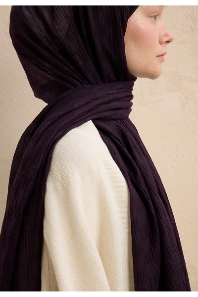 Fresh Modal Checkered Shawl Purple