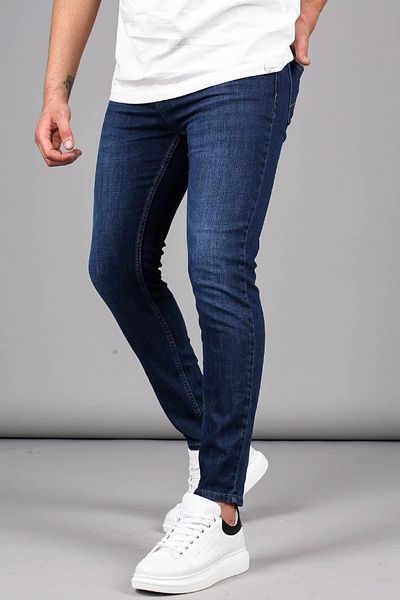 Madmext Modré seprané pánské džíny Skinny Fit 6334