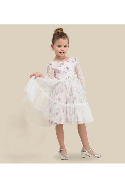 ChatonDor Girl's Floral Printed Evening Dress