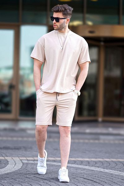 Madmext Set pantaloni scurți de bază bej pentru bărbați 5950