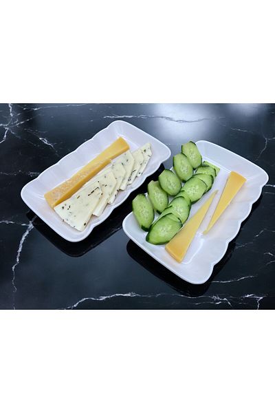 ALCE 2-Piece Ceramic Cheese Appetizer Salad Breakfast Presentation Plate Drop