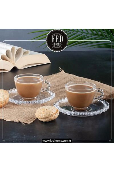 YzMarket 12 Piece Crystal Stone Beaded Glass Turkish Coffee Cup Set for 6 Persons Beads