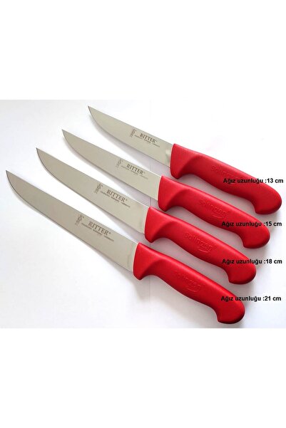 Solingen 4 ADET Solingen Kasap bıçağı  (21cm+18cm+15cm+13cm )  KIRMIZI