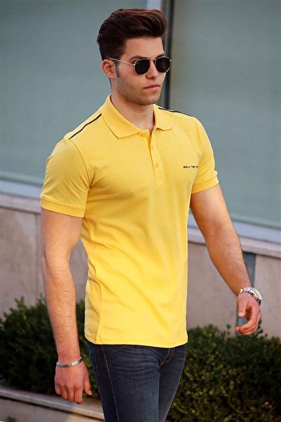 Madmext Gelbes T-Shirt mit Polokragen für Herren 4558