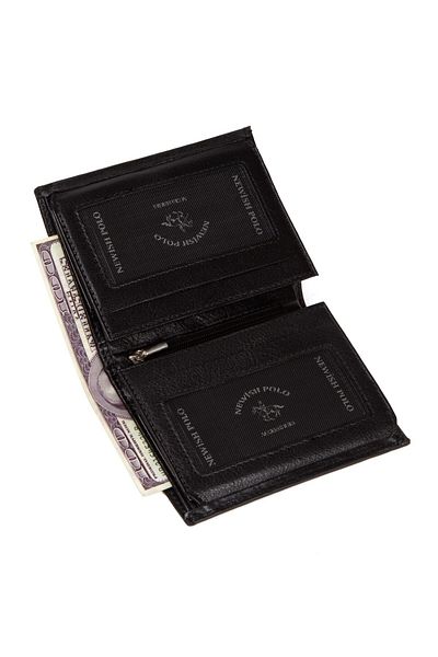 Newish Polo Men's Black Genuine Leather Card Holder and Wallet