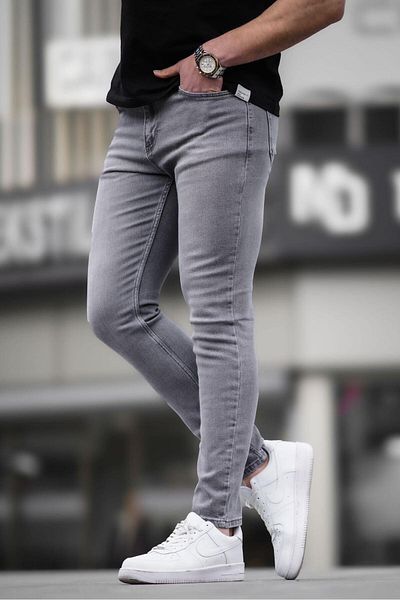 Madmext Gray Lycra Skinny Fit Men's Jean 6323