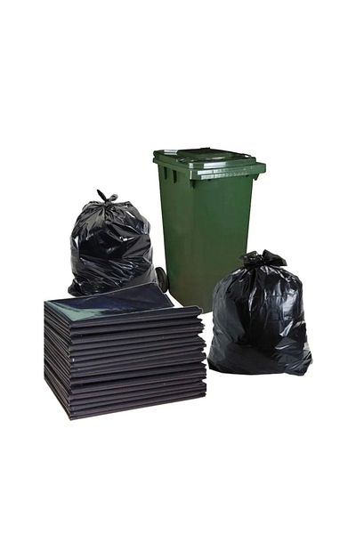 Mçb Group 200 Pieces Industrial (120X150 cm) Large Size Black Garbage Bags 20 Rolls X 10 120 Liter Garbage Containers