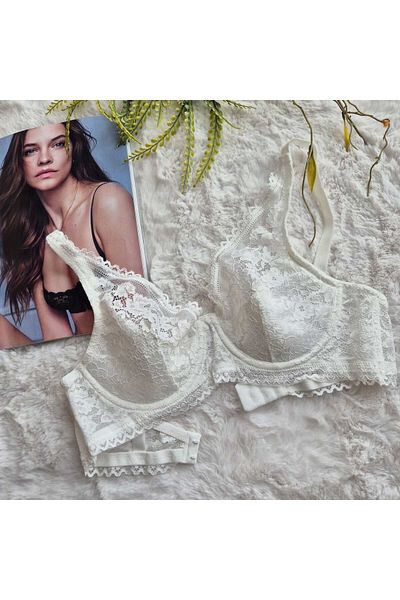 HS İÇ GİYİM Ecru Valerie Lace Push up Bra - Ecru Color, Stylish Lace Detail, Comfortable Fit