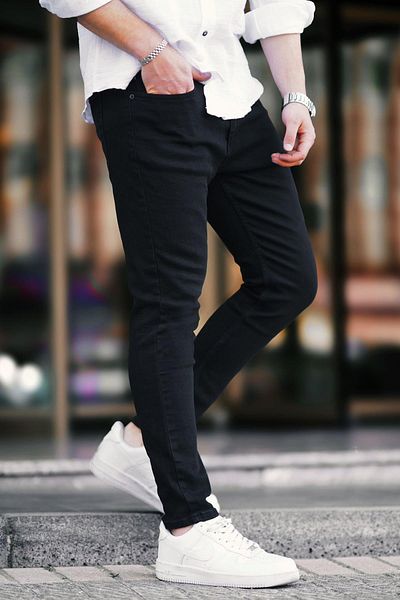 Madmext Ανδρικό τζιν παντελόνι μαύρο Lycra Skinny Fit 6302