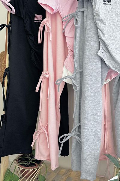 Carpe Gray Bow Detail Wide Leg Sweatpants