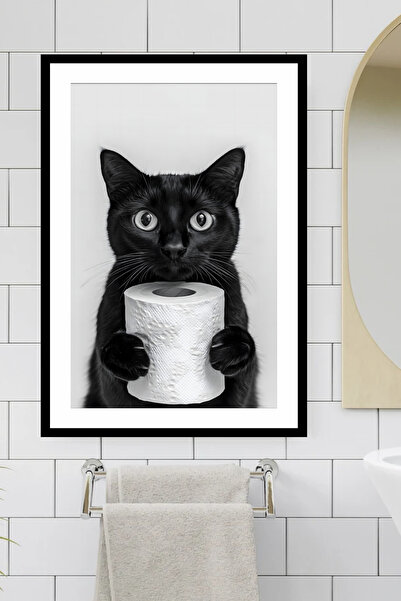 Tasarım Depom Kedi Temalı Çerçeve Görünümlü Mdf Tablo