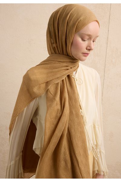 Fresh Modal Checkered Shawl Milk Brown