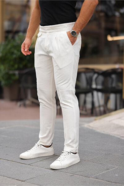 BASEL.CO Belt Detailed Belted Old Money Fabric Trousers