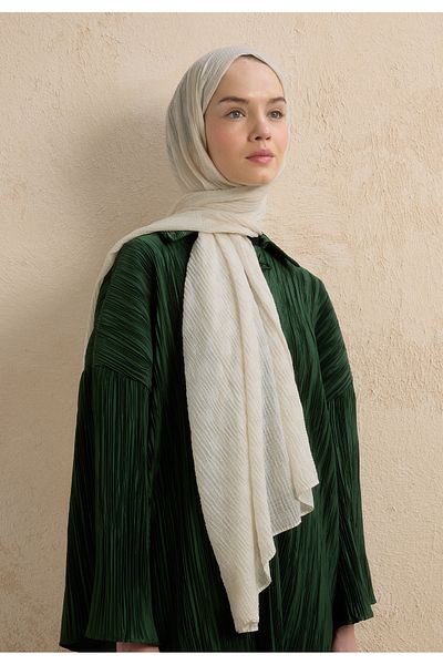 Fresh Modal Checkered Shawl Ivory