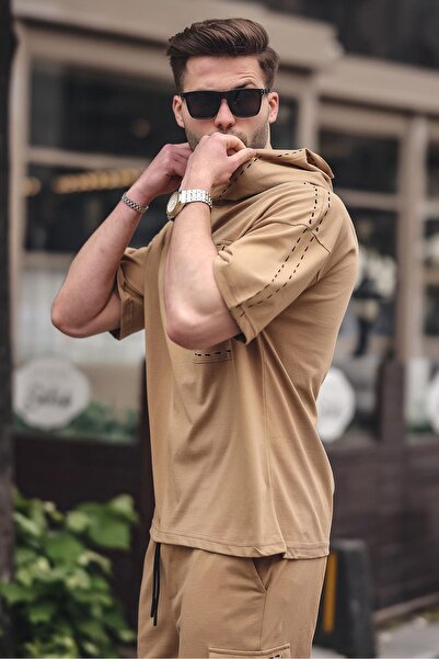 Madmext Σετ σορτς Cappuccino Pocket Detailed Hooded 5941