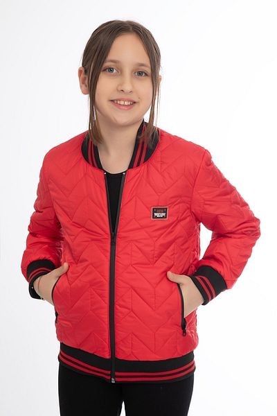 Royalside Sports Girl's Red College Collar Lined Water and Wind Proof Zipper Pocket Sports Coat