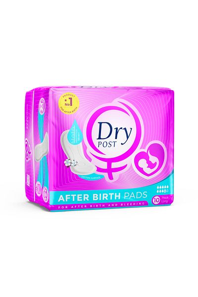 DRY Dry Post Sanitary Pads for Postpartum and Bleeding, 10 Pads