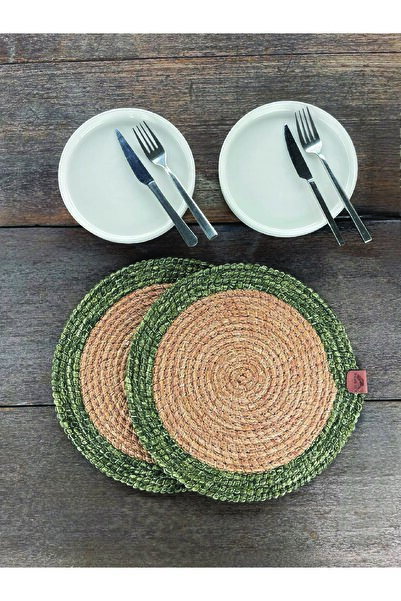 homeınn 2-Person Round American Service - Supla Natural-Green 33X33 cm