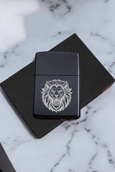 nesnelgift Vahşi Aslan Figürlü Metal Benzinli Çakmak