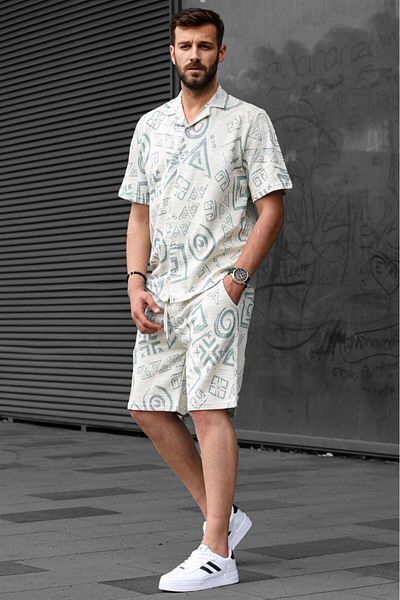 Madmext Ανδρικό σορτς με γραφικά σχέδια Mint Green 5924