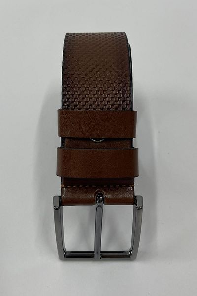 Madmext Ανδρική ζώνη 7223 Model Patterned Brown - Faux Leather