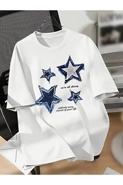 LAND MODA Tricou cu imprimeu stea, top casual cu maneca scurta pentru primava...