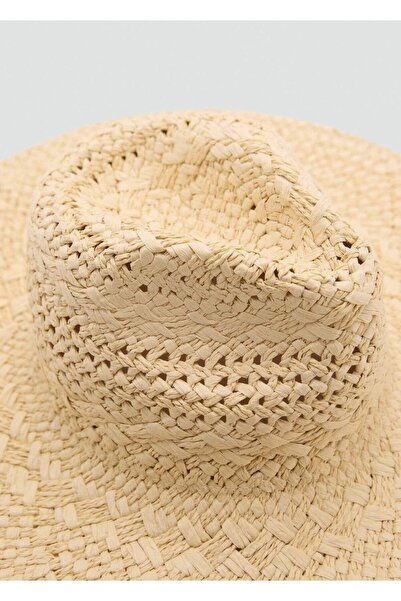 MANGO Woman Ajur detaylı doğal elyaf şapka