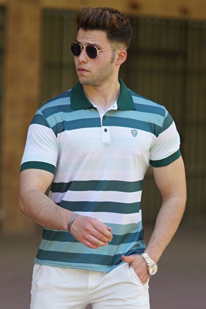 Madmext Πράσινο ανδρικό μπλουζάκι Polo Neck 5279