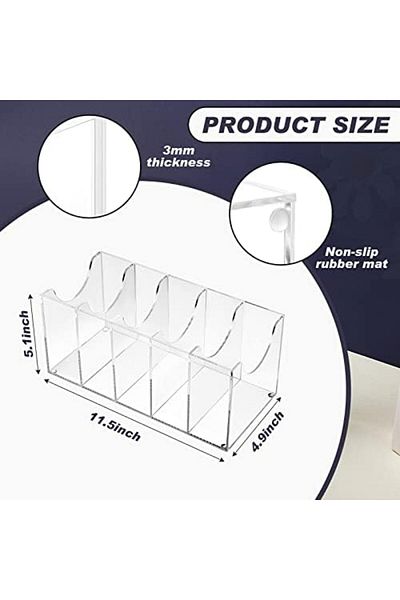Generic 2-Pack Clear Acrylic Belt Organizer with 5 Compartments for Closet Storage of Ties, Jewelry, Makeup