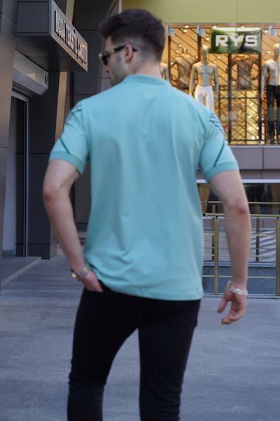Madmext Mintgrünes gemustertes Polo-T-Shirt 5870